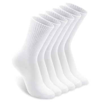 COZYOFFI White Socks for Women Crew: 6 Pairs Mid High Length for Boots, Sneakers, Loafer