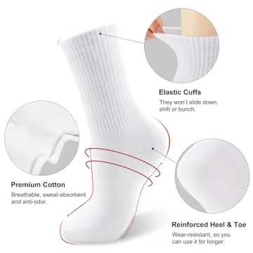 Comfortable COZYOFFI White Crew Socks for Women