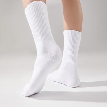 Comfortable COZYOFFI White Crew Socks for Women