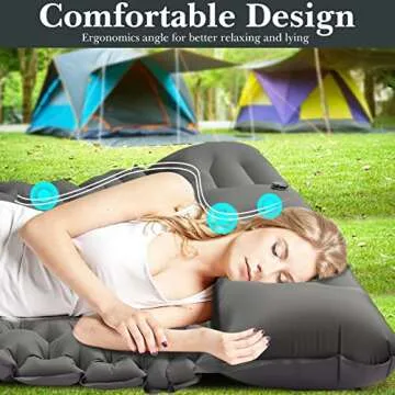 ABTOHE Double Sleeping Pad Camping, Self Inflating 4'' Extra-Thick 2 Person Pillow Built-in Foot Pump Waterproof Inflatable Sleeping Mat Backpacking, Tent, Hiking, Portable Camping Pad (Grey-Full)
