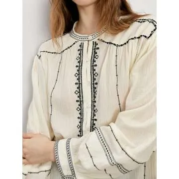 Stylish OFSOAK Women's Embroidered Tops for Any Occasion