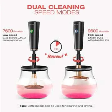 Makeup Brush Cleaner and Dryer, Electric Makeup Brush Cleanser Machine, Portable Automatic Cosmetic Brushes Cleaner for Beauty Makeup Brush Set, Liquid Foundation, Contour, Eyeshadow, Blush Brush