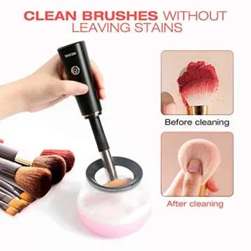 Makeup Brush Cleaner and Dryer, Electric Makeup Brush Cleanser Machine, Portable Automatic Cosmetic Brushes Cleaner for Beauty Makeup Brush Set, Liquid Foundation, Contour, Eyeshadow, Blush Brush