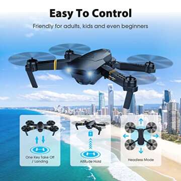 MOCVOO Drones with Camera for Adults Kids, Foldable RC Quadcopter, Helicopter Toys, 1080P FPV Video ...
