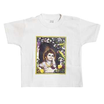 DollsofIndia Printed Krishna on White T-Shirt for 3 to 4 Years of Age (QF39)