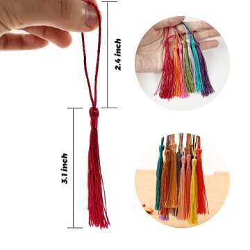 MUXGOA 154 Pcs Bookmark Tassels Bulk for Crafts,Key Chain Tassels for Jewelry Making,Tassels on Stri...