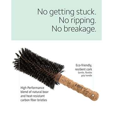 Ibiza Hair Boar Bristle Concave Barrel Brush (Z5-80mm) | Hybrid Boar & Heat Resistant Nylon with Cork Handle | Cuts Blow Drying Time in Half | Ideal for Shiny Irregular Curls or Straight Looks
