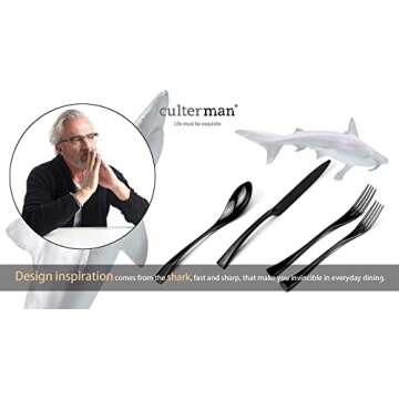 Culterman 20 Piece Black Flatware Silverware Cutlery Sets - Elegant Tableware for 4
