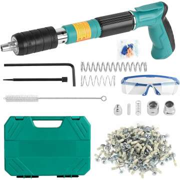 Concrete Nail Gun Kit with 200 Nails and Accessories