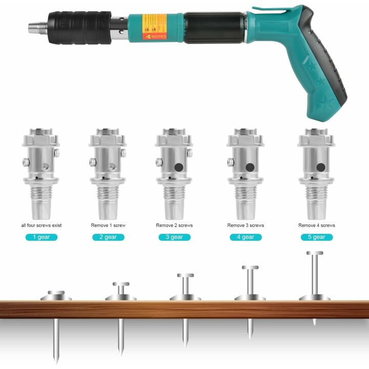 Concrete Nail Gun Kit with 200 Nails and Accessories