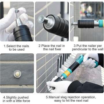 Concrete Nail Gun Kit with 200 Nails and Accessories