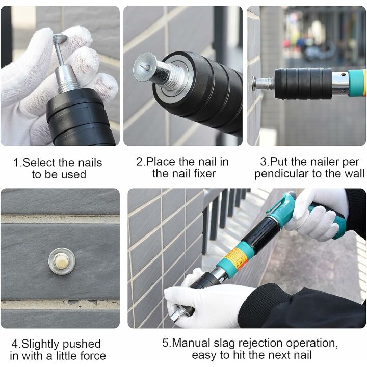 Concrete Nail Gun Kit with 200 Nails and Accessories