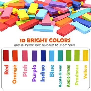 WOOD CITY Colorful Dominoes Set for Kids and Adults