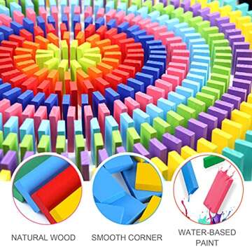 WOOD CITY Colorful Dominoes Set for Kids and Adults