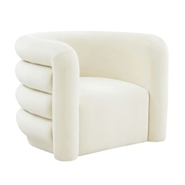 TOV Furniture 15.9" Modern Velvet Lounge Chair in Cream