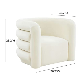 TOV Furniture 15.9" Modern Velvet Lounge Chair in Cream