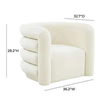 TOV Furniture 15.9" Modern Velvet Lounge Chair in Cream