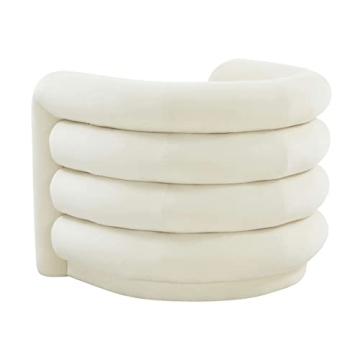 TOV Furniture 15.9" Modern Velvet Lounge Chair in Cream