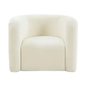 TOV Furniture 15.9" Modern Velvet Lounge Chair in Cream