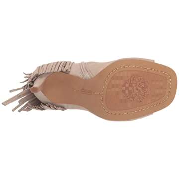Vince Camuto Women's Footwear Women's Amenala Fringe Peep Toe Bootie Ankle Boot, Almond Beige, 8.5