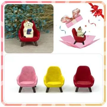 Cute Cat Playing Phone on Sofa Resin Mini Figurine Gift