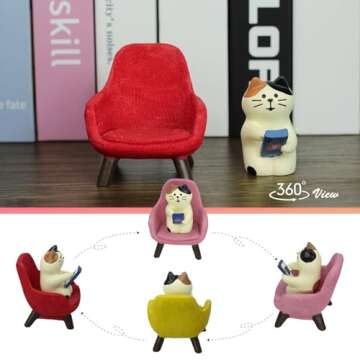 Cute Cat Playing Phone on Sofa Resin Mini Figurine Gift