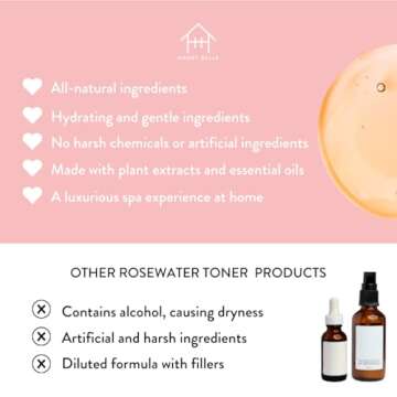 Honey Belle Flora Rosewater Facial Toner - Cleanse, Tighten, Tones & Rejuvenate - Alcohol-Free Refreshing Rose Toner - Stimulates Tissue-Regeneration to Help Prevent Wrinkles and Premature Aging