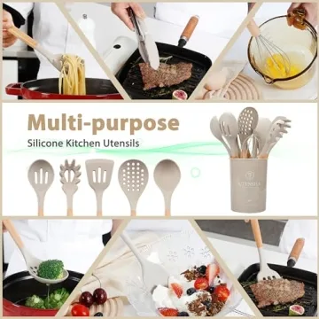 Stylish NCUE Silicone Cooking Utensils Set with Holder