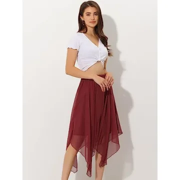 Allegra K Chiffon Midi Skirt - Elegant Asymmetrical Design