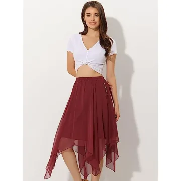 Allegra K Chiffon Midi Skirt - Elegant Asymmetrical Design
