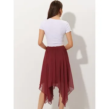 Allegra K Chiffon Midi Skirt - Elegant Asymmetrical Design