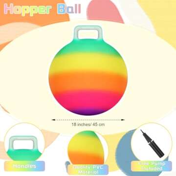 Poen 2 Pcs Bouncing Ball with Handle, Hopper Jumping Hopping Ball with Air Pump for Kids Boys Girls ...