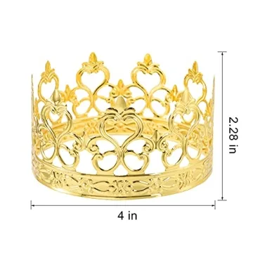 Fasmov 4 Pcs Mini Prinrcess Gold Crown Cake Topper for Wedding Birthday Party Cake Decoration (Gold)