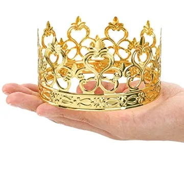 Fasmov 4 Pcs Mini Prinrcess Gold Crown Cake Topper for Wedding Birthday Party Cake Decoration (Gold)