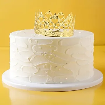 Fasmov 4 Pcs Mini Prinrcess Gold Crown Cake Topper for Wedding Birthday Party Cake Decoration (Gold)