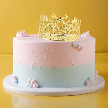 Fasmov 4 Pcs Mini Prinrcess Gold Crown Cake Topper for Wedding Birthday Party Cake Decoration (Gold)