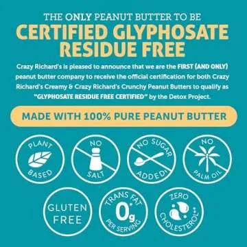 Crazy Richard's 100% All-Natural Creamy Vegan Peanut Butter with No Added Sugar and Non-GMO (16 Ounce, Pack of 4)