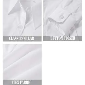 Beninos Womens Dress Shirts Long Sleeve Button Down Shirt Work Wear (225 White, XS)