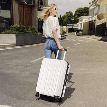 SHOWKOO 3 Piece Ultra Tough Expandable Hardside Luggage Set with TSA Lock 20in/24in/28in