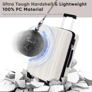 SHOWKOO 3 Piece Ultra Tough Luggage Set with Wheels