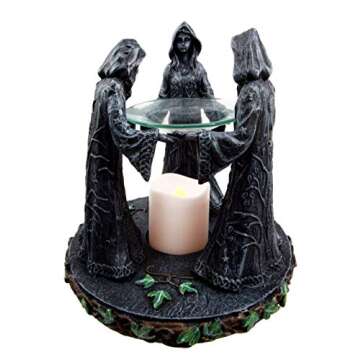 ArkiFACE Gift2Smile Exclusive! Triple Goddess Maiden Expectant Mother & Crone Pagan Decorative Candle Holder Oil Wax Warmer Diffuser Figurine 5.75" H Superior Gift