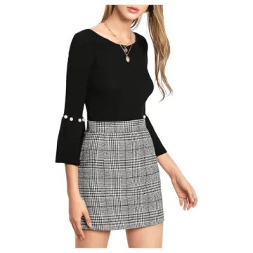 Stylish Floerns Women's Plaid High Waist Skirt for All