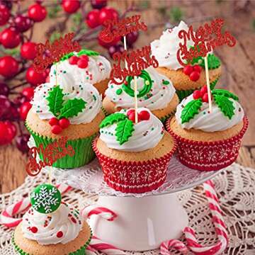 60 Merry Christmas Cupcake Toppers for Holiday Treats