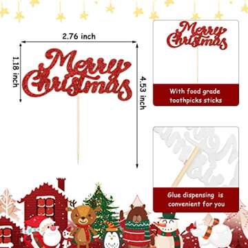 60 Merry Christmas Cupcake Toppers for Holiday Treats