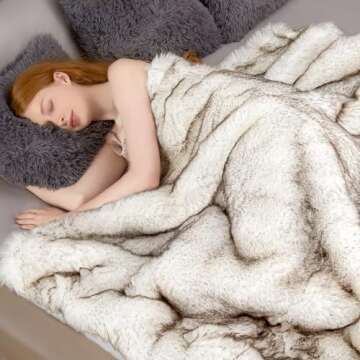 Touchat Luxury 1000GSM Faux Fur Throw Blanket, Super Heavy Thick Warm Cozy Blankets for Couch Bed So...
