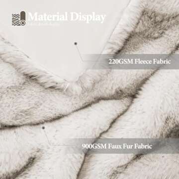 Touchat Luxury 1000GSM Faux Fur Throw Blanket, Super Heavy Thick Warm Cozy Blankets for Couch Bed Sofa, Plush Fuzzy Elegant Soft Reversible Mink Blanket for Living Room Bedroom, Queen Size,White