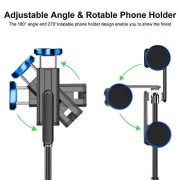 ATUMTEK Selfie Stick Tripod, Extendable 3 in 1 Aluminum Bluetooth Selfie Stick with Wireless Remote and Tripod Stand for iPhone 16/15/14/13/12/11 Pro Max/XS Max/XS/XR/X/8/7, Samsung Smartphones Blue