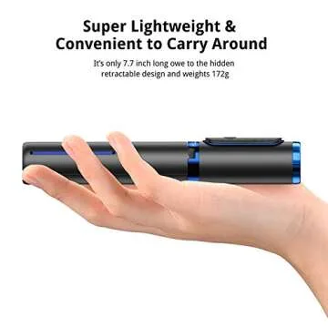 ATUMTEK Selfie Stick Tripod, Extendable 3 in 1 Aluminum Bluetooth Selfie Stick with Wireless Remote and Tripod Stand for iPhone 16/15/14/13/12/11 Pro Max/XS Max/XS/XR/X/8/7, Samsung Smartphones Blue