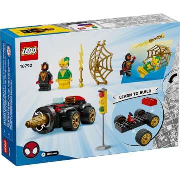 LEGO Marvel Drill Spinner Vehicle, Miles Morales Spin Car with 2 Minifigures, Marvel Toy from Disney+ TV Series Spidey and His Amazing Friends, Gift for Kids, Spider-Man Toy for 4-6 Year Olds, 10792