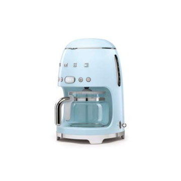 Smeg 50's Retro Style Aesthetic Drip Coffee Machine with 10 Cup Glass Carafe, Auto Start Feature, Keep Warm Plate, and Two Coffee Strength Settings (Pastel Blue)